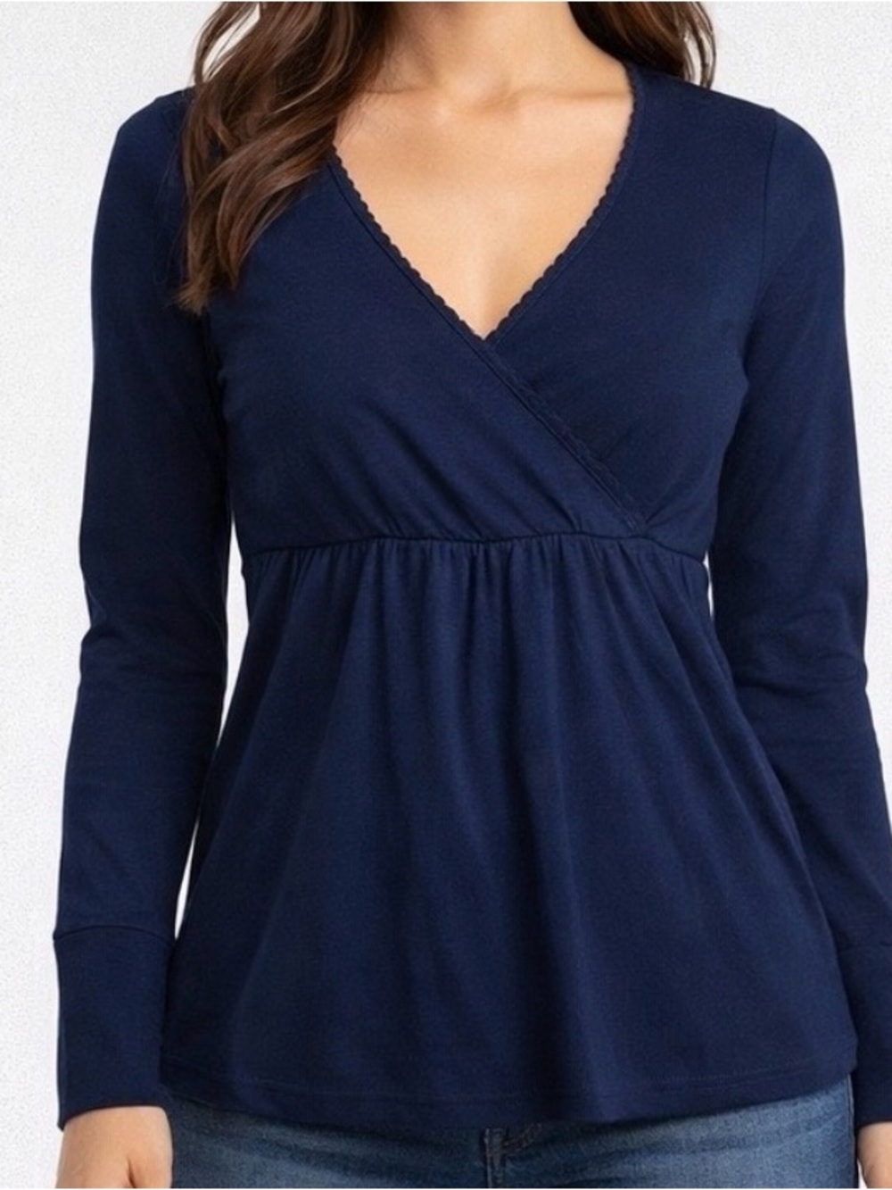 Hollister Navy Long-Sleeve babydoll Top